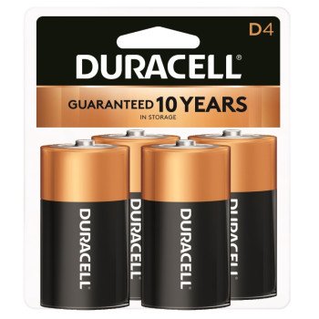 Duracell MN1300R4Z Battery, 1.5 V Battery, 14 Ah, D Battery, Alkaline, Manganese Dioxide, Black