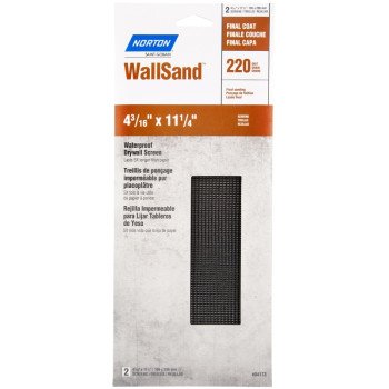 Norton WallSand 07660721766 Drywall Sandpaper Sheet, 11-1/4 in L, 4-3/16 in W, P220 Grit, Very Fine