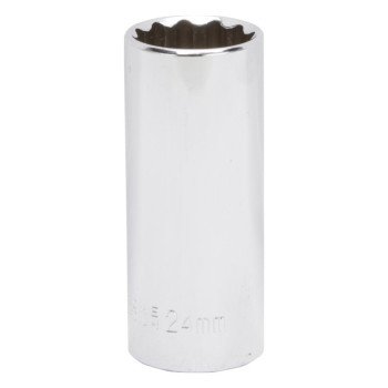 Vulcan MT6528985 Drive Socket, 24 mm Socket, 1/2 in Drive, 12-Point, Chrome Vanadium Steel, Chrome