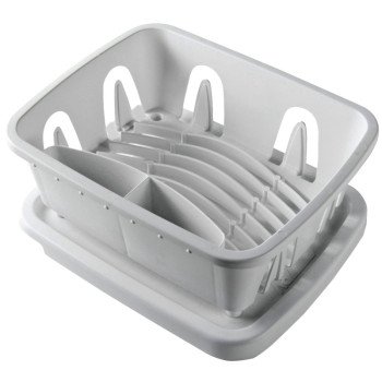 Camco USA 43511 Dish Drainer and Tray, Plastic, White, 11.69 in L, 9-1/2 in W, 4-3/4 in H