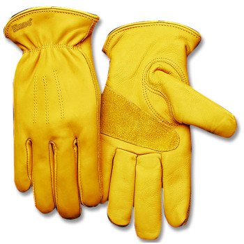 Heatkeep 198HK-L Premium-Grade Driver Gloves, Men's, L, 11 in L, Keystone Thumb, Easy-On Cuff, Cowhide Leather, Gold