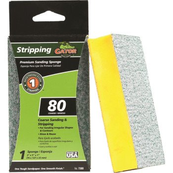 Gator 7300 Sanding Sponge, 5 in L, 3 in W, 80 Grit, Coarse, Aluminum Oxide Abrasive