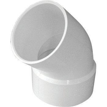 Canplas 414196BC Street Pipe Elbow, 6 in, Spigot x Hub, 45 deg Angle, PVC, White