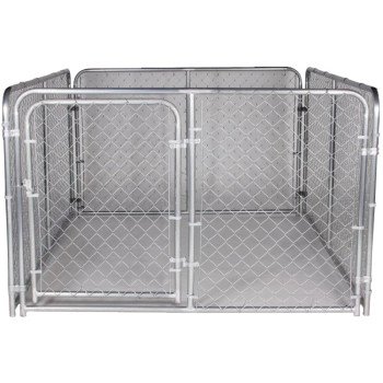 Stephens Pipe & Steel Silver DKS16084 Dog Kennel, 6 ft OAL, 8 ft OAW, 4 ft OAH, Steel, Galvanized