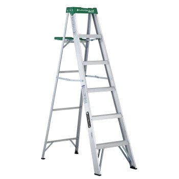 Louisville AS4006 Step Ladder, 125 in Max Reach H, 5-Step, 225 lb, Type II Duty Rating, 3 in D Step, Aluminum