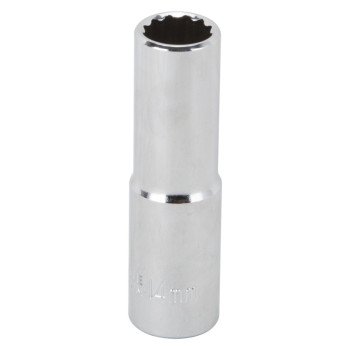 Vulcan MT6528975 Drive Socket, 14 mm Socket, 1/2 in Drive, 12-Point, Chrome Vanadium Steel, Chrome