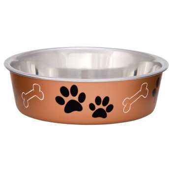 Loving Pets 7453XLC Pet Feeding Bowl, XL, 72 oz Volume, Polyresin/Stainless Steel, Copper