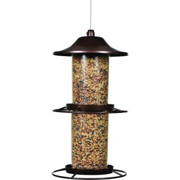 Perky-Pet 325S Panorama Bird Feeder, 4.5 lb, Powder-Coated Rustic Brown, Hanging Mounting