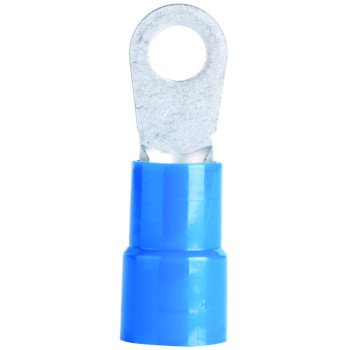 Gardner Bender 14-095 Ring Terminal, 600 V, 6 AWG Wire, 1/4 in Stud, Vinyl Insulation, Blue