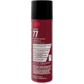 3M Super 77-VOC30DSC Multi-Purpose Spray Adhesive, Colorless, 14 oz Aerosol Can