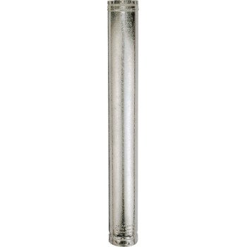 AmeriVent 6E18 Type B Gas Vent Pipe, 6 in OD, 18 in L, Galvanized Steel