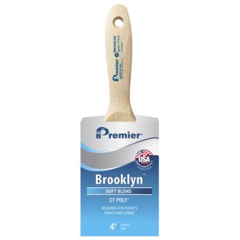 Premier Brooklyn 17315 Paint Brush, 4 in W, Beavertail Varnish Wall Brush, 3-1/4 in L Bristle, Polyester Bristle