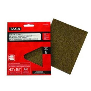 TASK POX55060 Abrasive Sheet, 4-1/2 in W, 5-1/2 in L, 60 Grit, Medium, Aluminum Oxide Abrasive