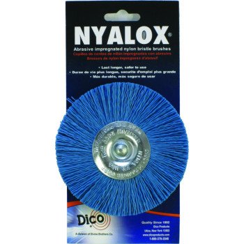 Dico 541-784-4 Mounted Wheel Brush, 4 in Dia, 1/4 in Arbor/Shank, Nylon Bristle