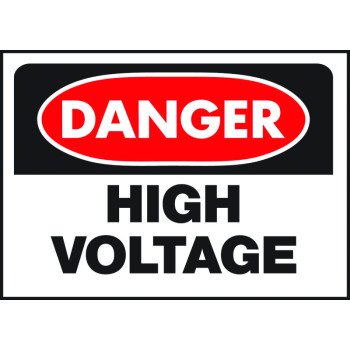 Hy-Ko 508 Danger Sign, Rectangular, HIGH VOLTAGE, Black Legend, White Background, Polyethylene