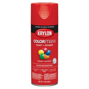 Krylon K05503007 Enamel Spray Paint, Gloss, Banner Red, 12 oz, Can