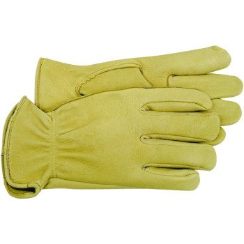 Boss B84081-L Gloves, Men's, L, 8 to 8-3/8 in L, Keystone Thumb, Slip-On Cuff, Deerskin Leather, Natural