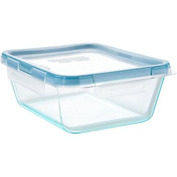 Snapware 1126786 Storage Container, 64 oz Capacity, Glass, Clear, 7-1/4 in L, 9.13 in W, 3-1/2 in H