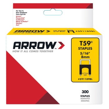 Arrow 591189BL Cable Staple, 5/16 in L Leg, 5/16 in W Crown, Steel, Black