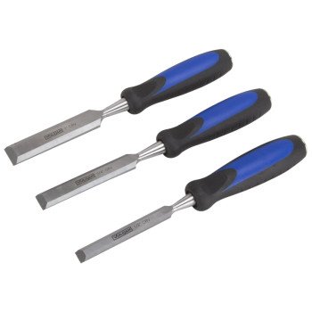 Vulcan JL-CH3PC Chisel Set with Striking Cap, 4-Piece, CRV, Polished, Blue and Black