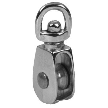 Baron 0173ZD-2 Rope Pulley, 7/16 in Rope, 55 lb Working Load, 2 in Sheave, Nickel