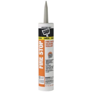 DAP Fire Stop 18806 Silicone Sealant, Limestone Gray, 40 to 110 deg F, 10.1 oz Cartridge