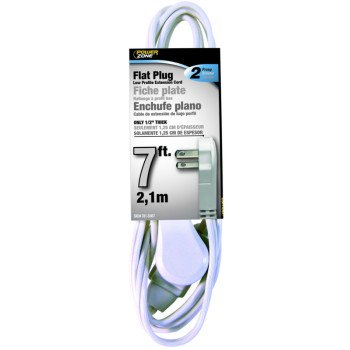 PowerZone OR920607 Extension Cord, 16 AWG Cable, 7 ft L, 125 V, White