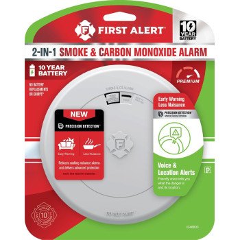 First Alert 1046803 Smoke and Carbon Monoxide Alarm with Slim Profile Design, Alarm: Voice, White