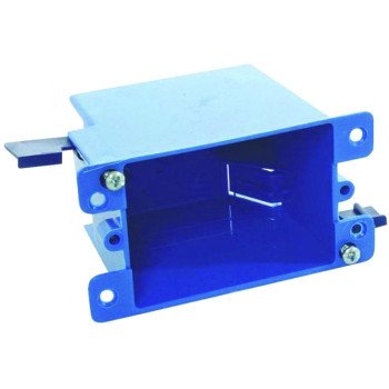 Carlon B114RB Outlet Box, 1 -Gang, PVC, Blue, Clamp Mounting