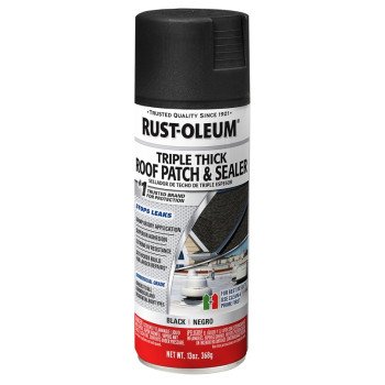 Rust-Oleum 345813 Roof Patch and Sealer, Black, Liquid, 12 oz, Aerosol Can