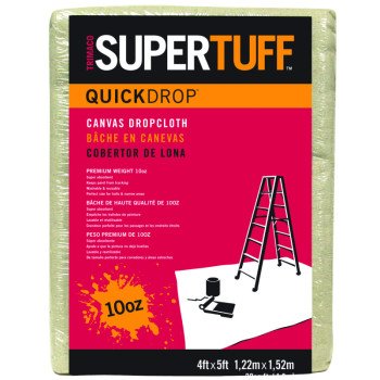 Trimaco SUPERTUFF 51125 Drop Cloth, 5 ft L, 4 ft W, Canvas, Beige/Cream