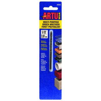 ARTU 01012 Jobber Drill Bit, 5/32 in Dia, 3-1/8 in OAL, Parabolic Flute, 5/32 in Dia Shank, Straight Shank