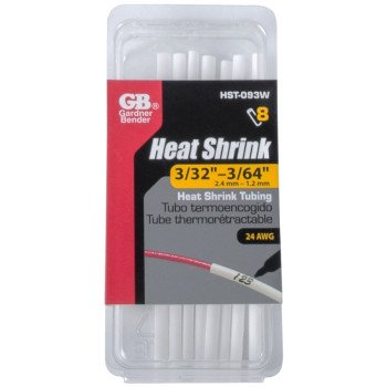 Gardner Bender HST-093W Heat Shrink Tubing, 3/32 in Expanded, 3/64 in Recovered Dia, 4 in L, Polyolefin, White