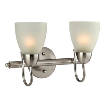 Boston Harbor V83NK02 Vanity Bar Fixture, 60 W, 2-Lamp, A19 or CFL Lamp, Steel Fixture, Brushed Nickel Fixture