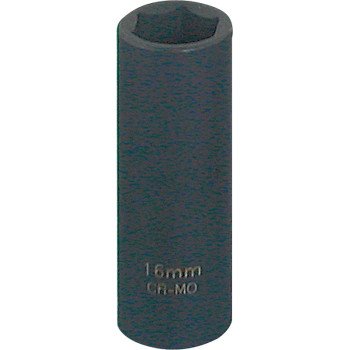 Vulcan MT6580146 Deep Impact Socket, 16 mm Socket, 3/8 in Drive, Deep Drive, 6-Point, Chrome Molybdenum Steel