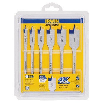 Irwin 88886 Spade Bit Set, Standard, 6-Piece, HSS