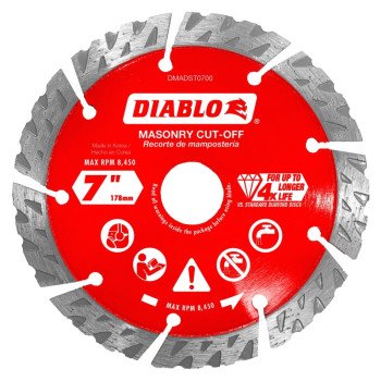 Diablo DMADST0700 Saw Blade, Turbo Cut-Off Disc Blade, 7 in Dia, Segmented Rim