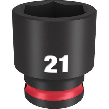 Milwaukee SHOCKWAVE Impact Duty Series 49-66-6144 Shallow Impact Socket, 21 mm Socket, 3/8 in Drive, Square Drive