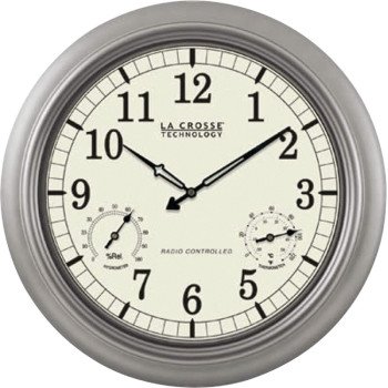 La Crosse WT-3181PL-Q Clock, Round, Silver Frame, Plastic Clock Face, Analog