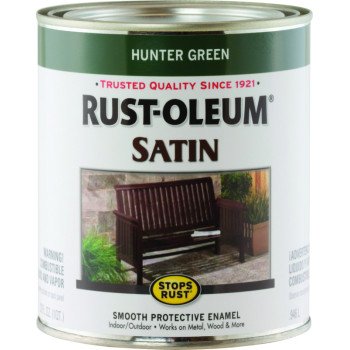 Rust-Oleum 7732502 Enamel Paint, Satin, Hunter Green, 1 qt, Can, 60 to 100 sq-ft/qt Coverage Area