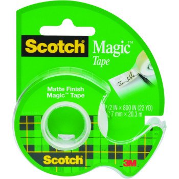 Scotch Magic 119 Office Tape, 800 in L, 1/2 in W, Plastic Backing