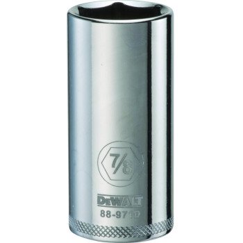 DEWALT DWMT88971OSP Drive Socket, 7/8 in Socket, 3/8 in Drive, 6-Point, Vanadium Steel, Polished Chrome