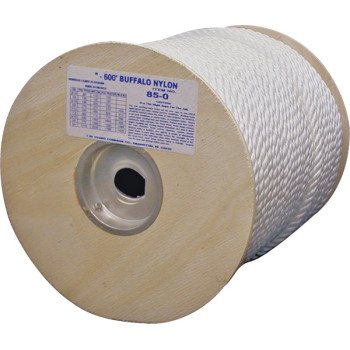 T.W. Evans Cordage 85-070 Rope, 1/2 in Dia, 600 ft L, 704 lb Working Load, Nylon, White