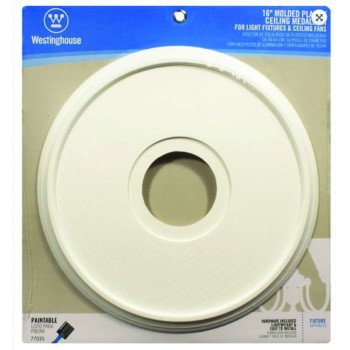 Westinghouse 7703500 Ceiling Medallion, 15-3/4 in Dia, Plastic, Textured White, For: Ceiling Fans