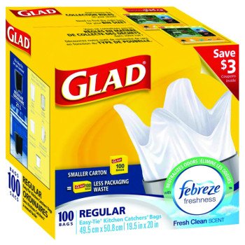 Glad Easy-Tie 30220FRM1 Garbage Bag, Regular, White