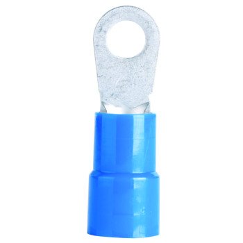 Gardner Bender 14-096 Ring Terminal, 600 V, 6 AWG Wire, 3/8 in Stud, Vinyl Insulation, Blue, 4/PK