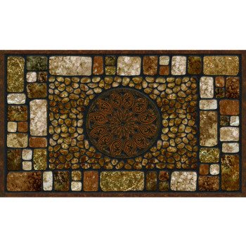 Apache Mills Masterpiece AP756-1029F Door Mat, 30 in L, 18 in W, Notre Dame Pattern, Fiber Surface, Brown