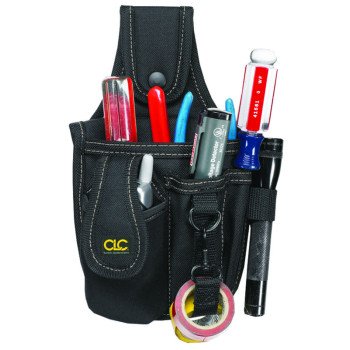 CLC Tool Works Series 1501 Tool and Cell Phone Holder, 4-Pocket, Polyester, Black, 6 in W, 9-3/4 in H, 2 in D