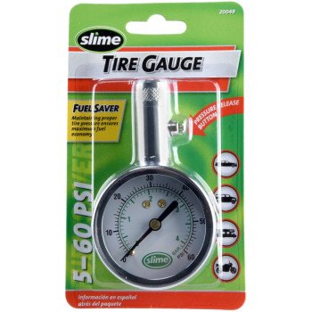 Slime 20049 Tire Gauge, 5 to 60 psi, Brass Gauge Case