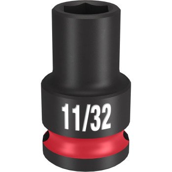 Milwaukee SHOCKWAVE Impact Duty Series 49-66-6103 Shallow Impact Socket, 11/32 in Socket, 3/8 in Drive, Square Drive